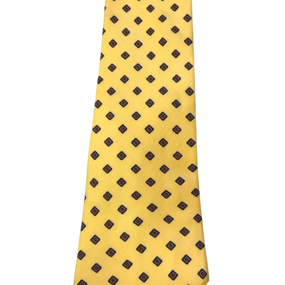 Dior Yellow Squared Design Silk Tie - Picture 3 of 4